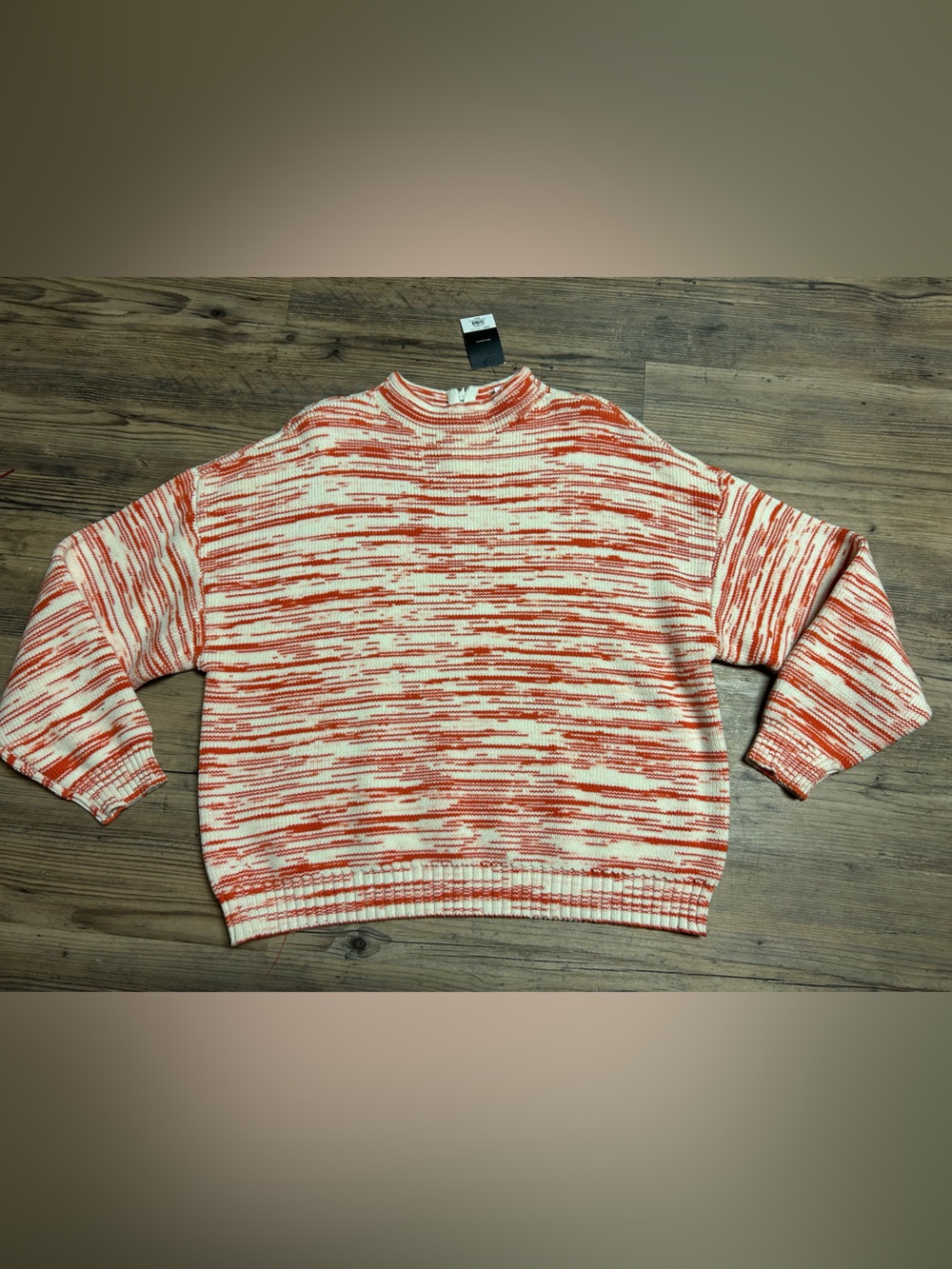 NINE WEST Orange & Cream Striped Funnel neck Knit Sweater Woman’s XXL New w/ tag